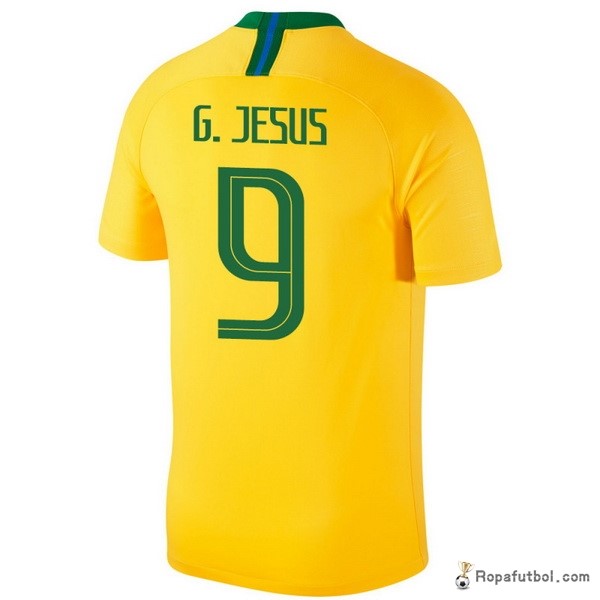 Camiseta Brasil Replica Primera Ropa G.Jesus 2018 Amarillo